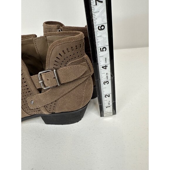 Vince Camuto Brown Suede Ankle Boots Womens 8.5 Leather Booties with Buckle - Picture 11 of 11
